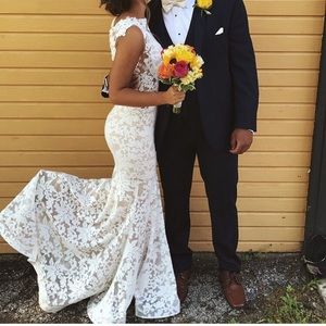 white prom dress size 4 lace mermaid